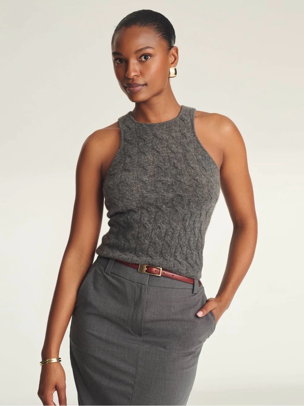 Nadaam lightweight cashmere cable knit tank